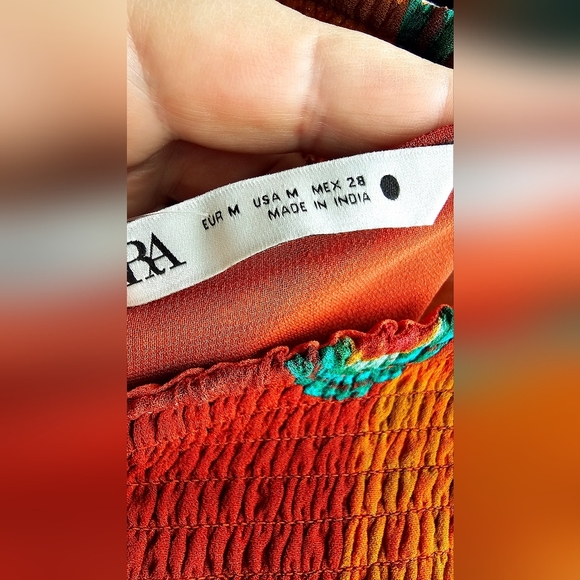 ZARA Top crop Halter Beads Burnt Orange Green size M - Picture 5 of 5